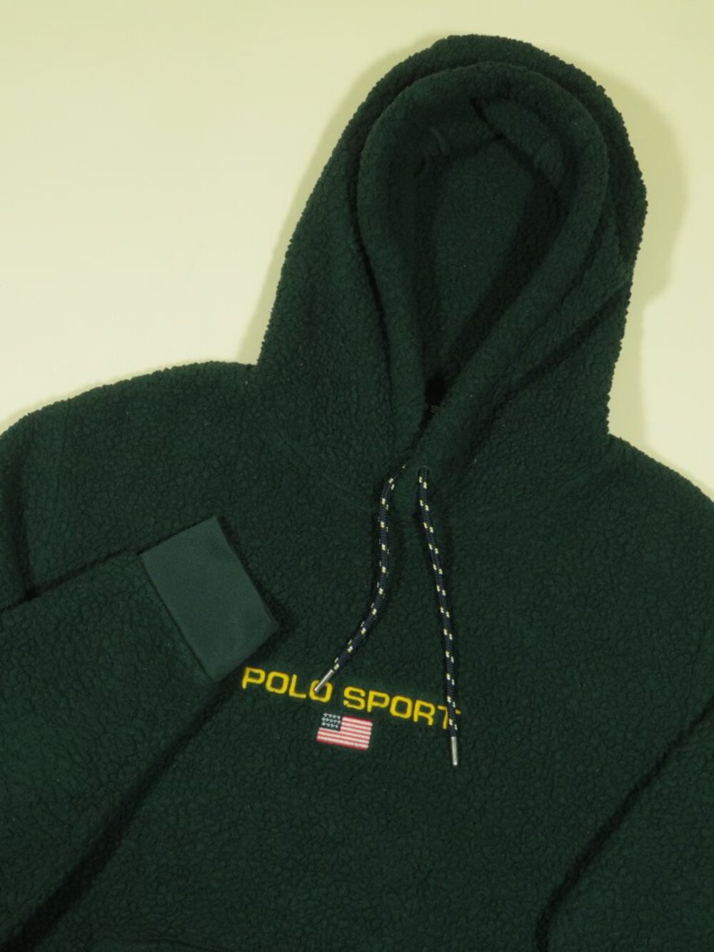 Polo Sport Ralph Lauren Sherpa Pile Fleece Hoodie Mens L Green Pullover